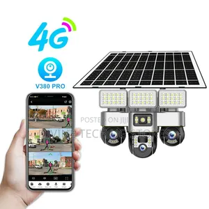 4g 3 Lens Solar Auto PTZ Camera- With Full Flood Lights