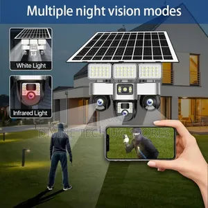 4g 3 Lens Solar Auto PTZ Camera- With Full Flood Lights