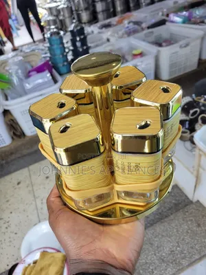 Rotating Gold Color Spice Rack Set