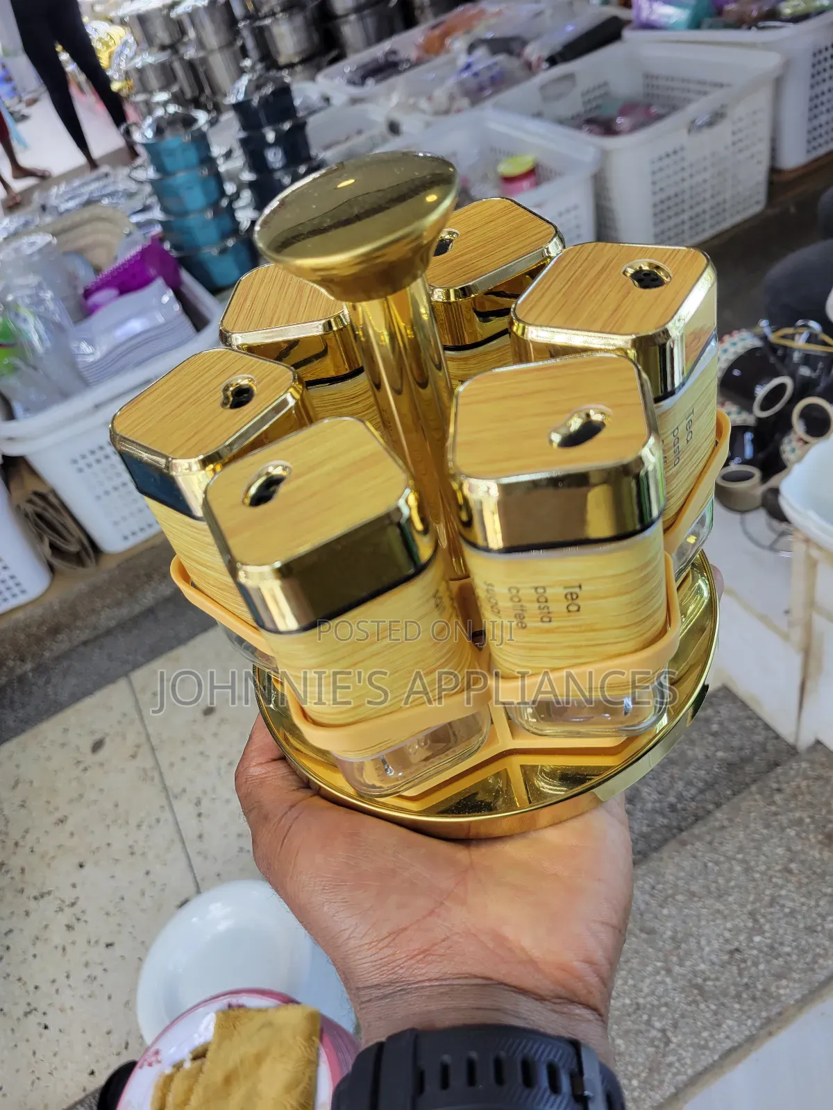 Rotating Gold Color Spice Rack Set