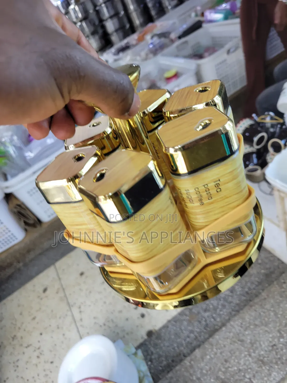 Rotating Gold Color Spice Rack Set