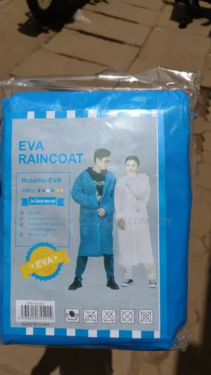 Eva Plastic Rain Jacket , Blue , White And Yellow