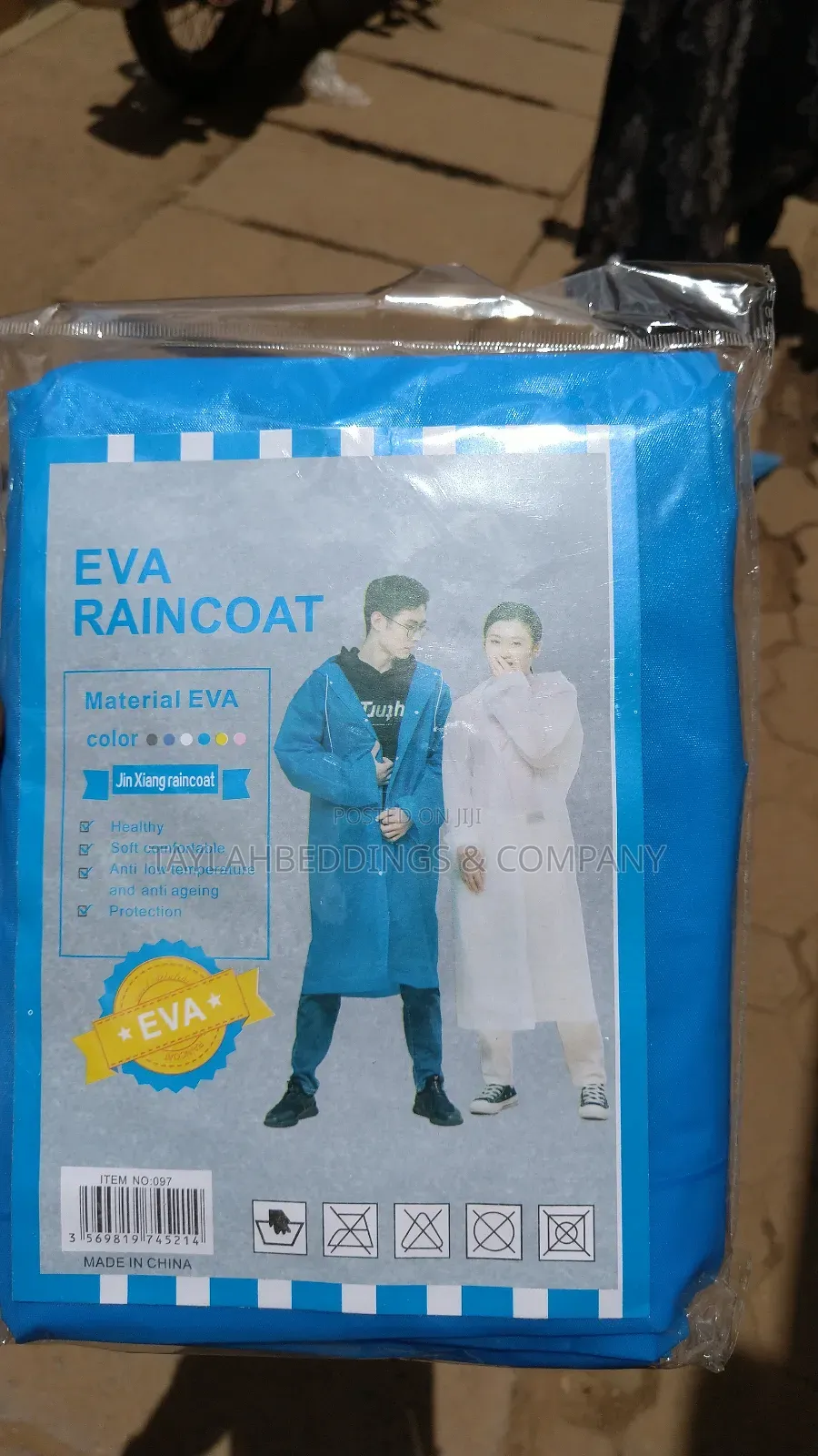 Eva Plastic Rain Jacket , Blue , White And Yellow