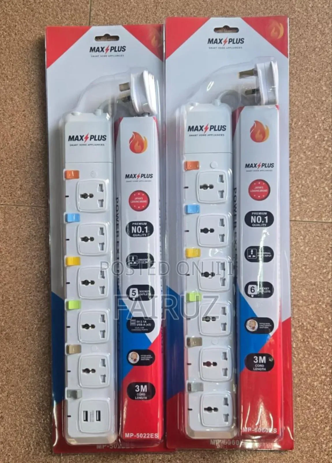 6- Ways Power Surge Extension Cable Max Plus