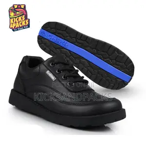 Boys Back To School Shoes. Crab Kids, Black Leather, Durable Comfy