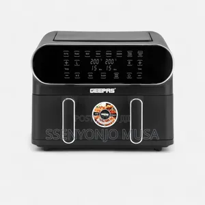 Geepas Air Fryer 11l Digital Vortex Dual Basket 1700w Led Display