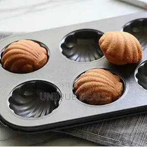 Shell Shaped Baking Tray, 6-Hole Carbon Steel Cake Mold