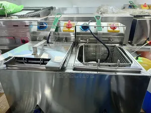 Commercial-Grade Double-Tank Electric Deep Fryer.