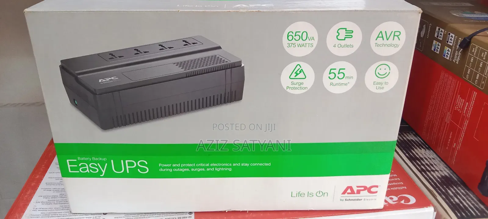 Apc Easy Ups 650va, Avr, 4 Universal Outlet-black