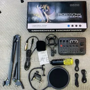 F999 Soundcard Podcast Equipment Bundle Condenser Mic Recording Studio