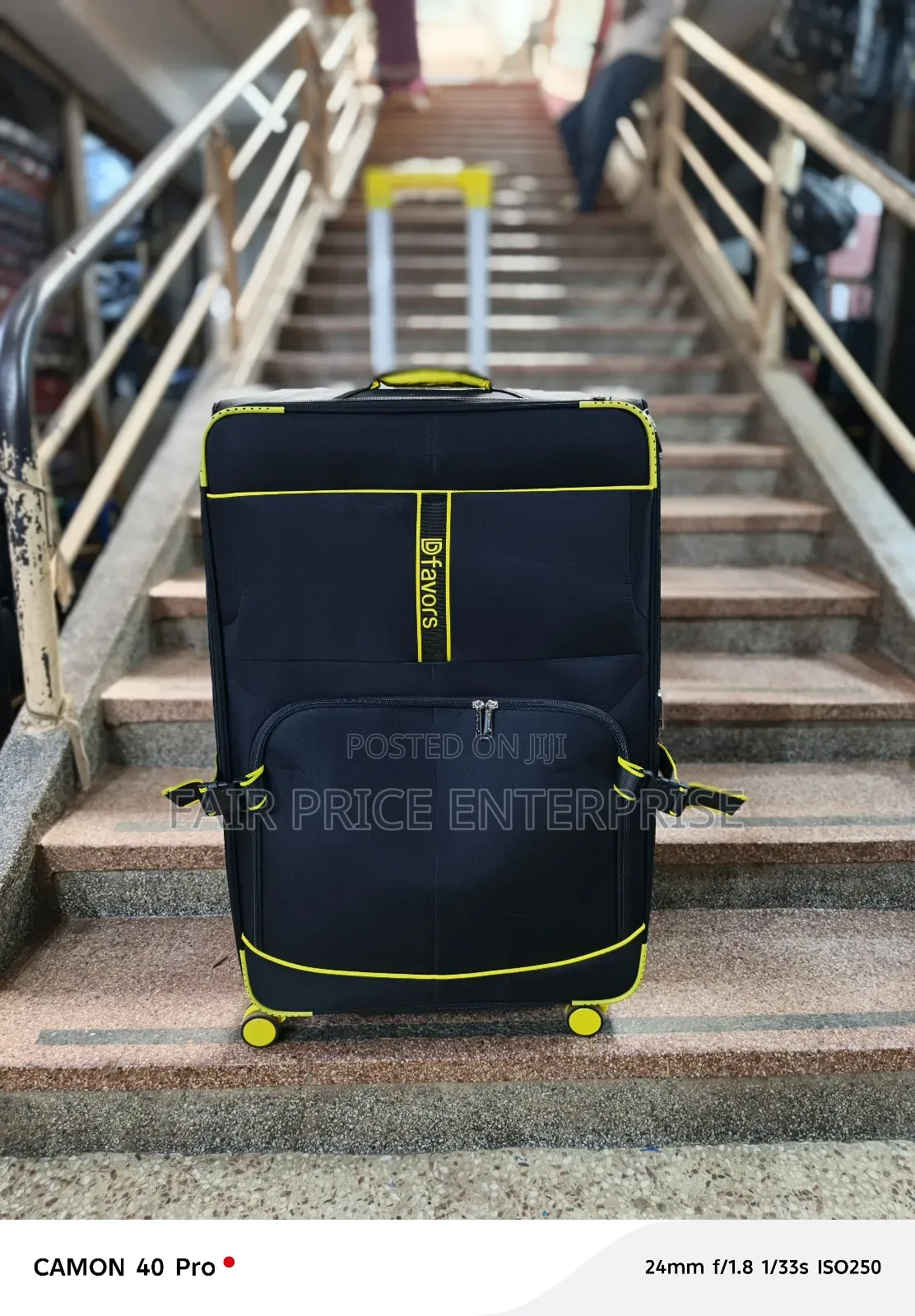 Original Cloth Suitcases. Medium Size. Black Color