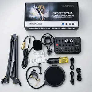 F999 Soundcard Podcast Equipment Bundle With Condenser Mic Recording