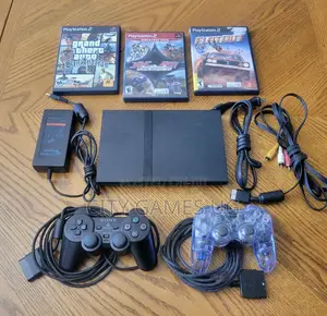 Sony Playstation 2 Slim Black Console - 2 Controllers - 13 Games -Ps2