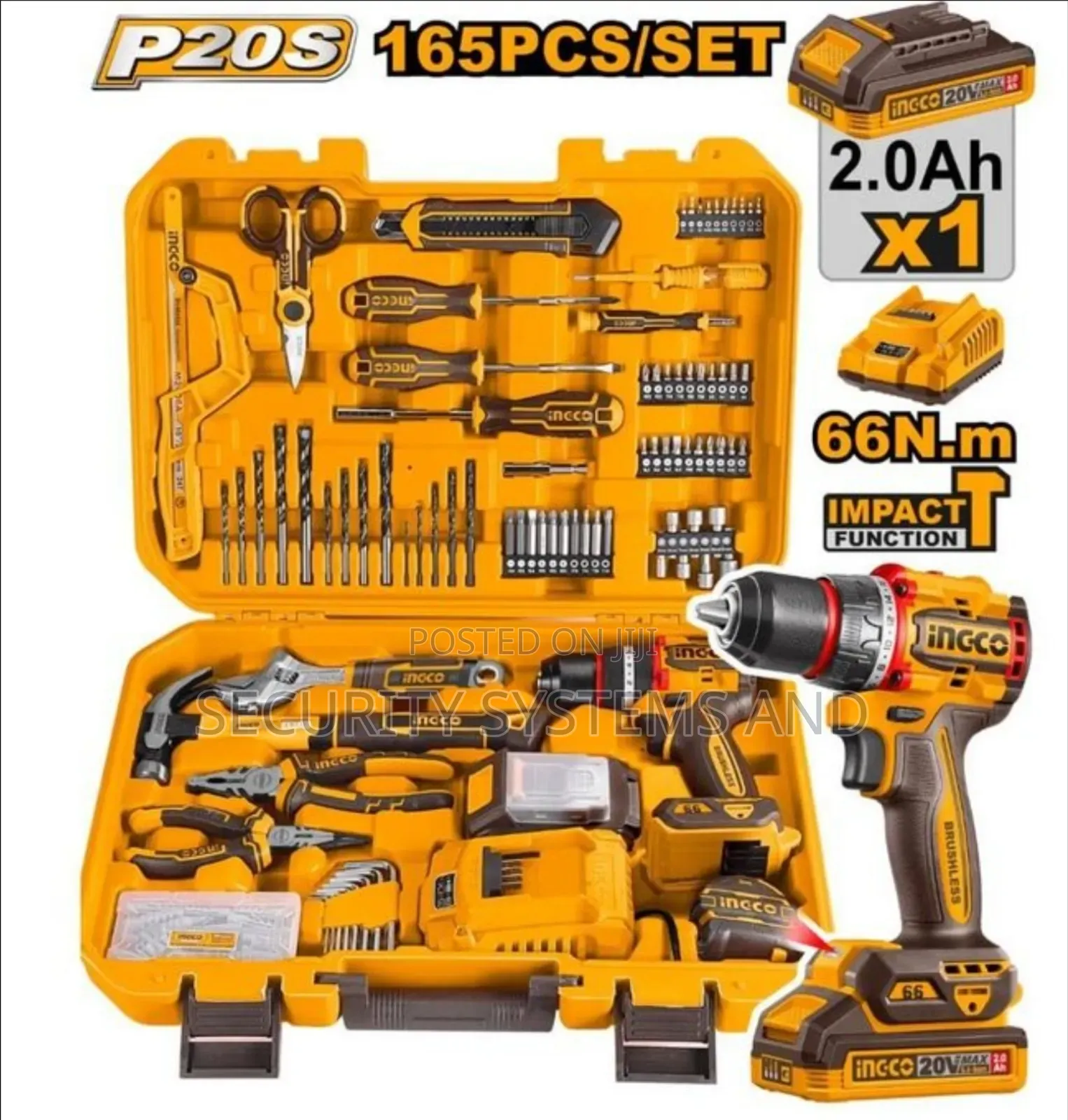 Ingco Complete 165 Pcs Tools Set With Cordless Impact Drill Hkthp11651