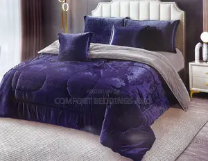 6 Piece Elegant Bedcovers Navy Blue
