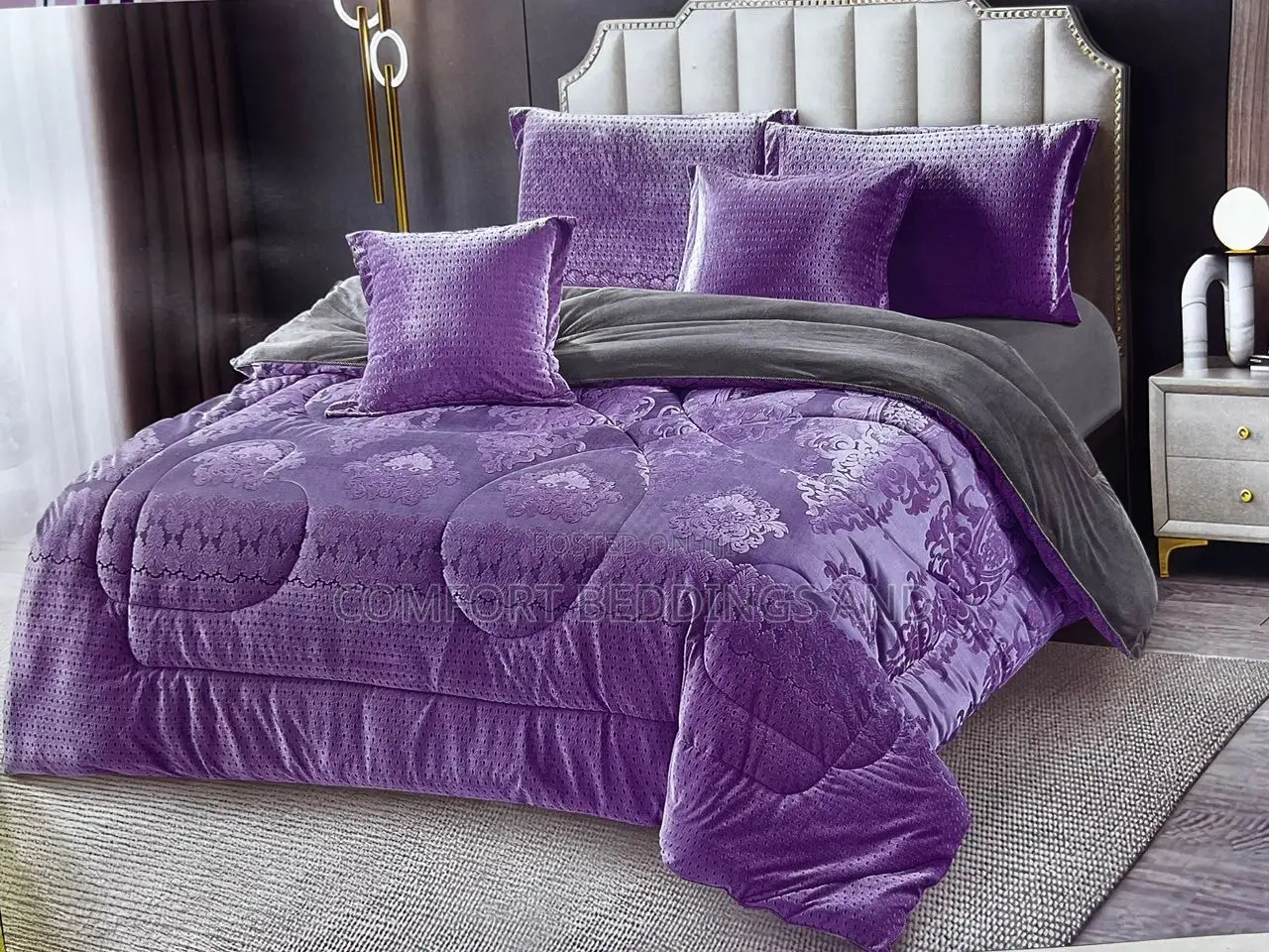 6 Piece Elegant Bedcover Purple