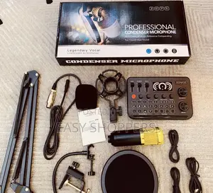 F999 Soundcard Podcast Equipment Bundle With Condenser Mic Recording