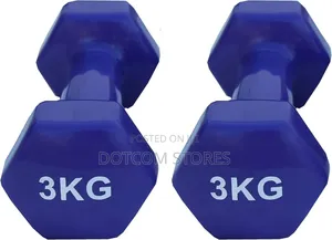 3kg Blue Vinyl Coated Hexagon Dumbbells.