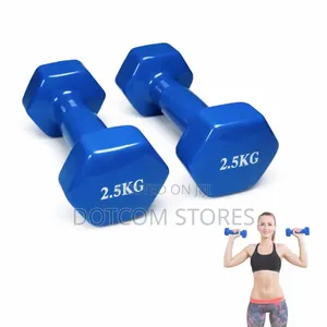 2.5kg Blue Hexagonal Vinyl-Coated Dumbbells.