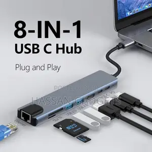 Usb C Hub, 8 in 1 Type C Hub Multiport Adapter With Hdmi, Pd Power