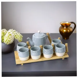 Ceramic Tea Pot 8pcs ~ Grey