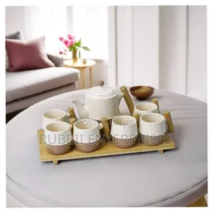 Ceramic Tea Pot 8pc ~ Brown