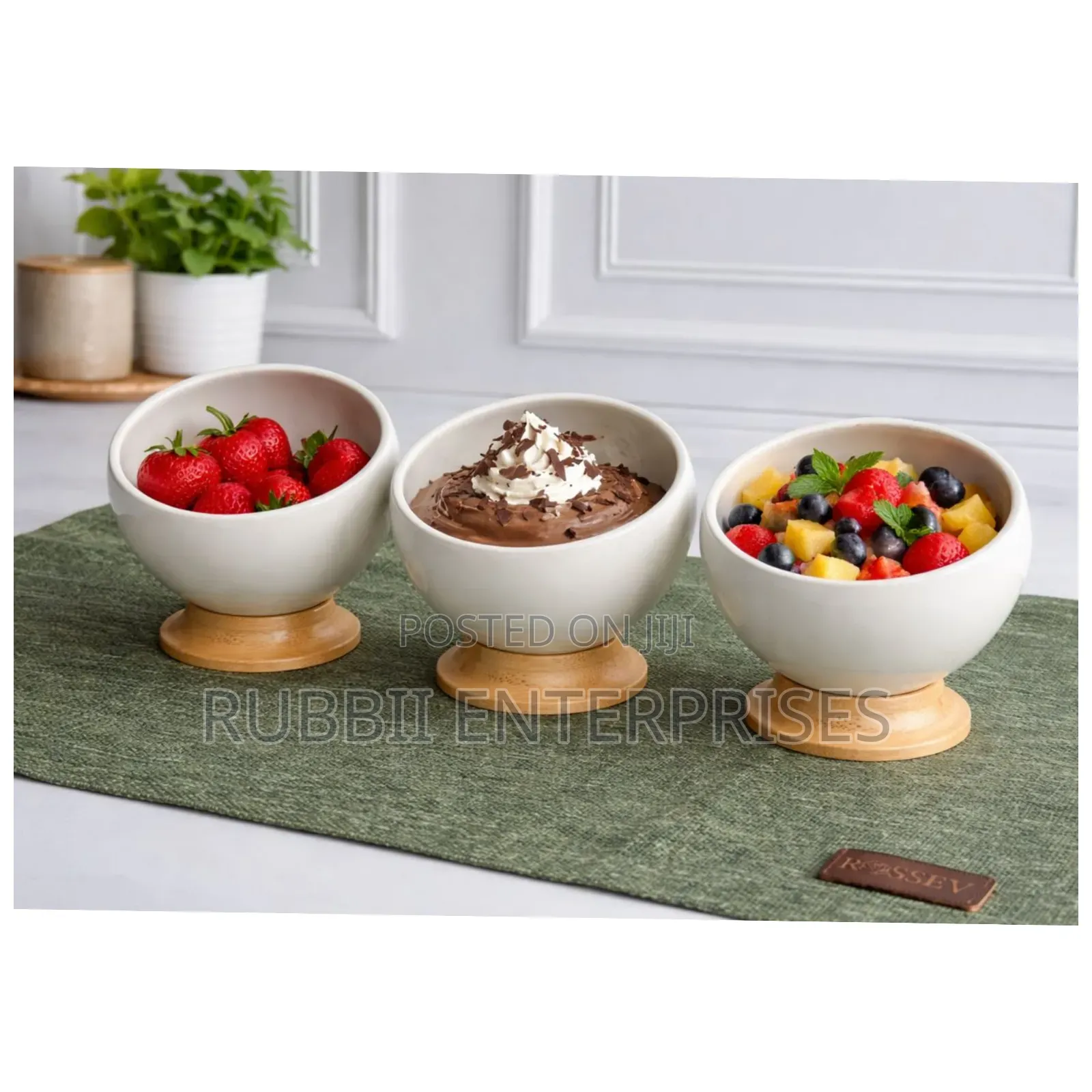 Ceramic Serving Bowl With Base ~
3pcs