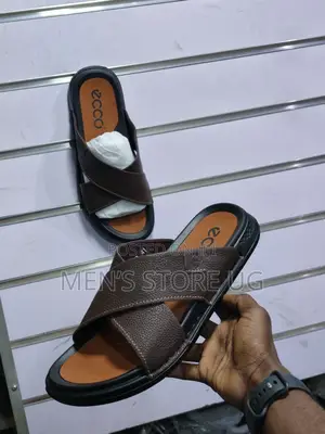 Ecco Cross Dot Premium Classic Leather Rubber Sole Sandals