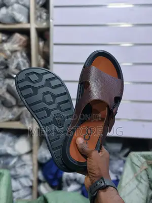 Ecco Buckle Premium Classic Leather Rubber Sandals