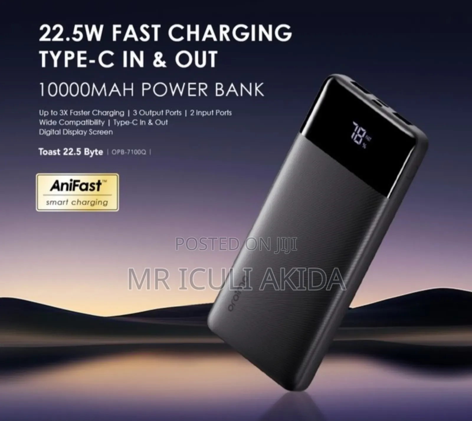 Original Oraimo Toast 22.5 Bytes 10000mah 22.5w Super Fast Power Bank