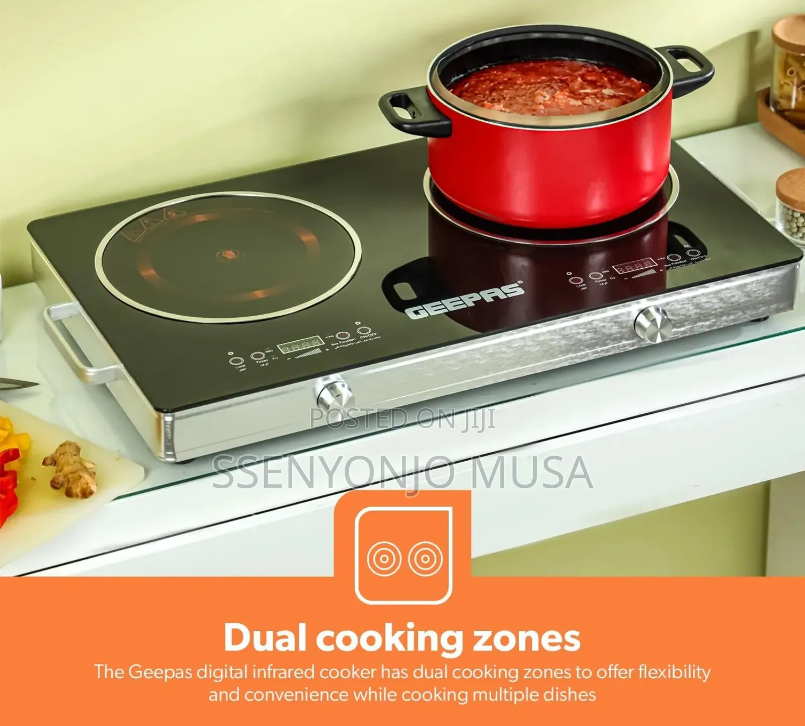 Geepas Double Burner Infrared Cooker 3200w –Led Display, Touch Control