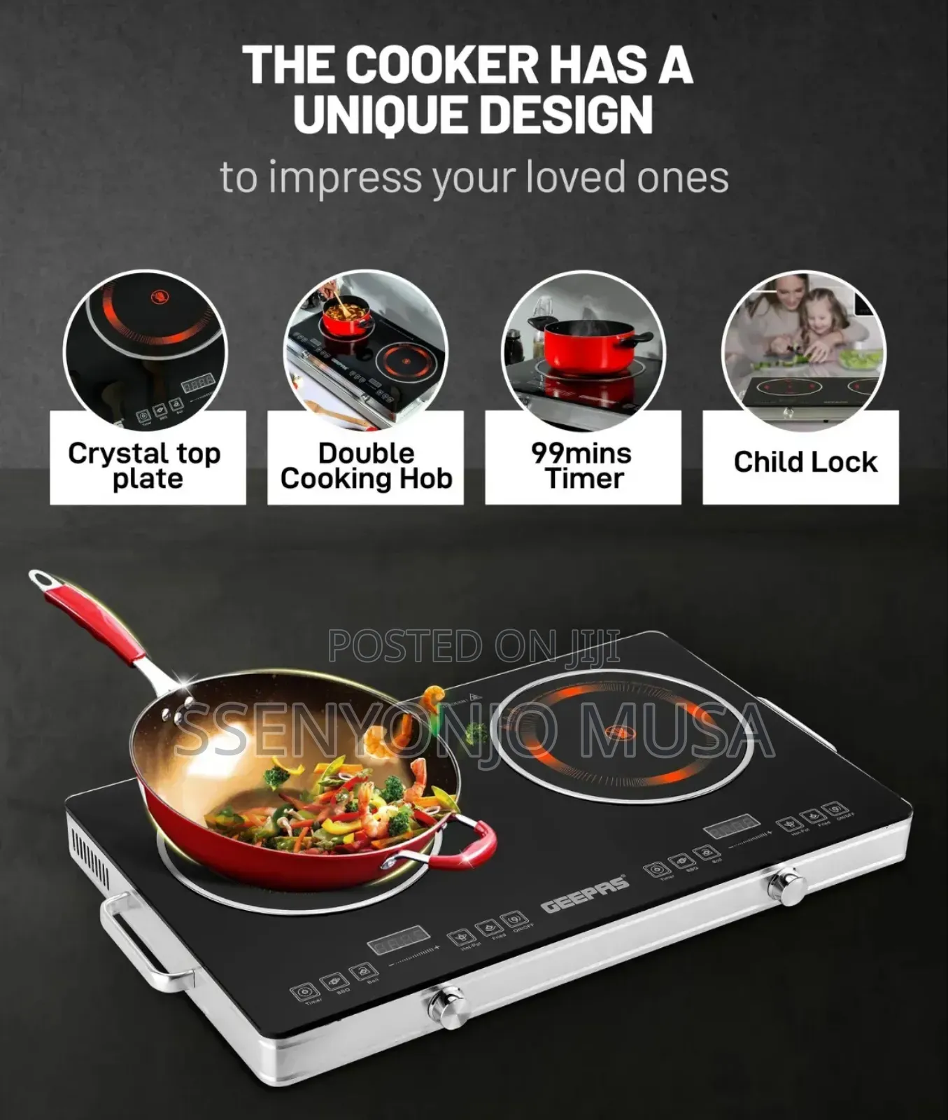 Geepas Double Burner Infrared Cooker 3200w –Led Display, Touch Control