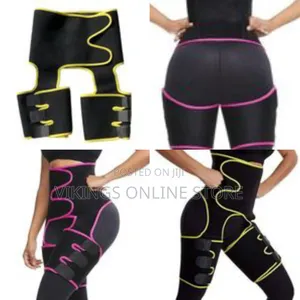 3 in 1 Sweat Slim Thigh Trimmer, Waist Trainer Slimming Belt-Black