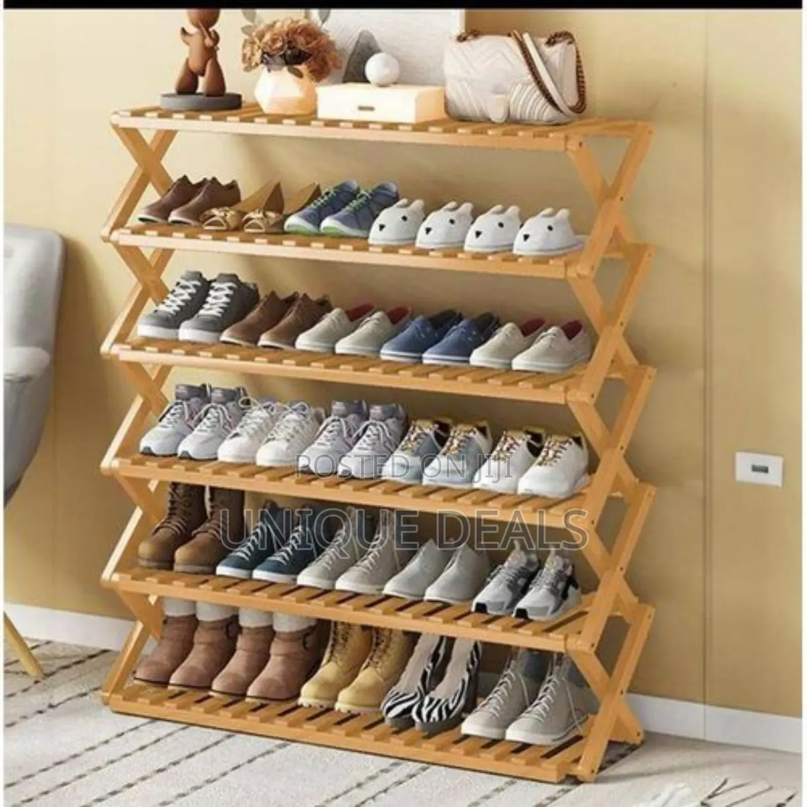 Foldable Bamboo Shoe Rack Multi-Tier Shoe Organizer