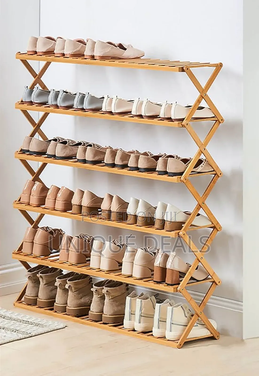Foldable Bamboo Shoe Rack Multi-Tier Shoe Organizer