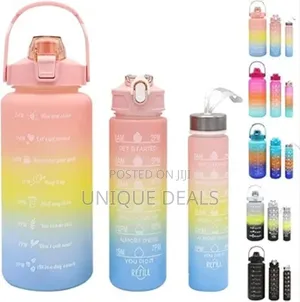 Motivational Water Bottle Set of 3 With Time Marker