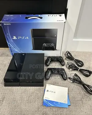 Sony Playstation 4, Black, 500gb With 2 Controllers and Cables