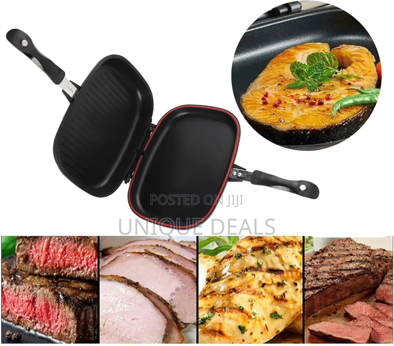 Grill Pan Frying, Antiburn Handle Kitchen Double Sided