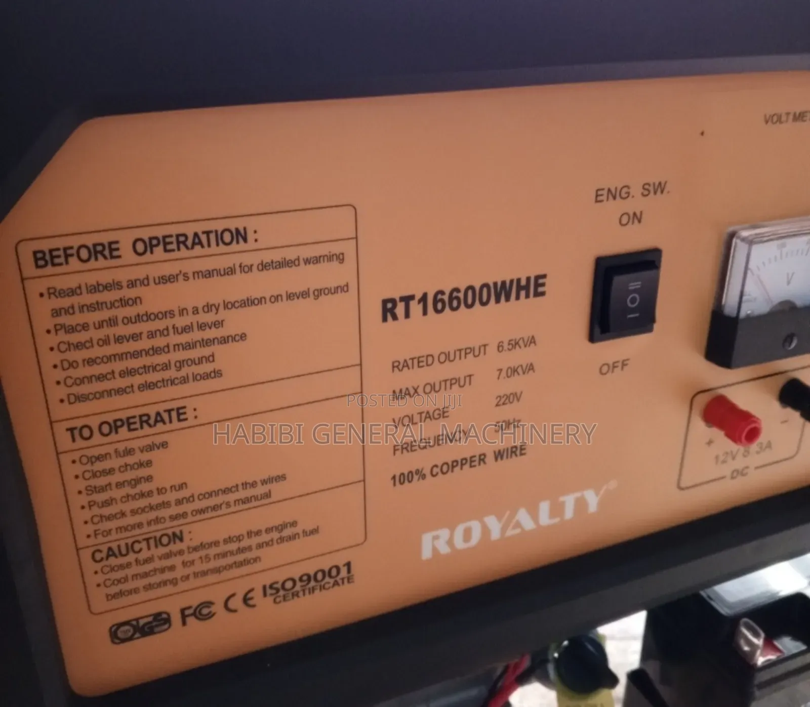 7kva/220v Gasoline/Petrol Royalty Generators