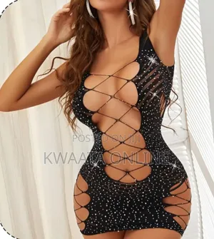 Women's Rhinestone Studded Mesh Bodycon Sexy Seductive Lingerie 9