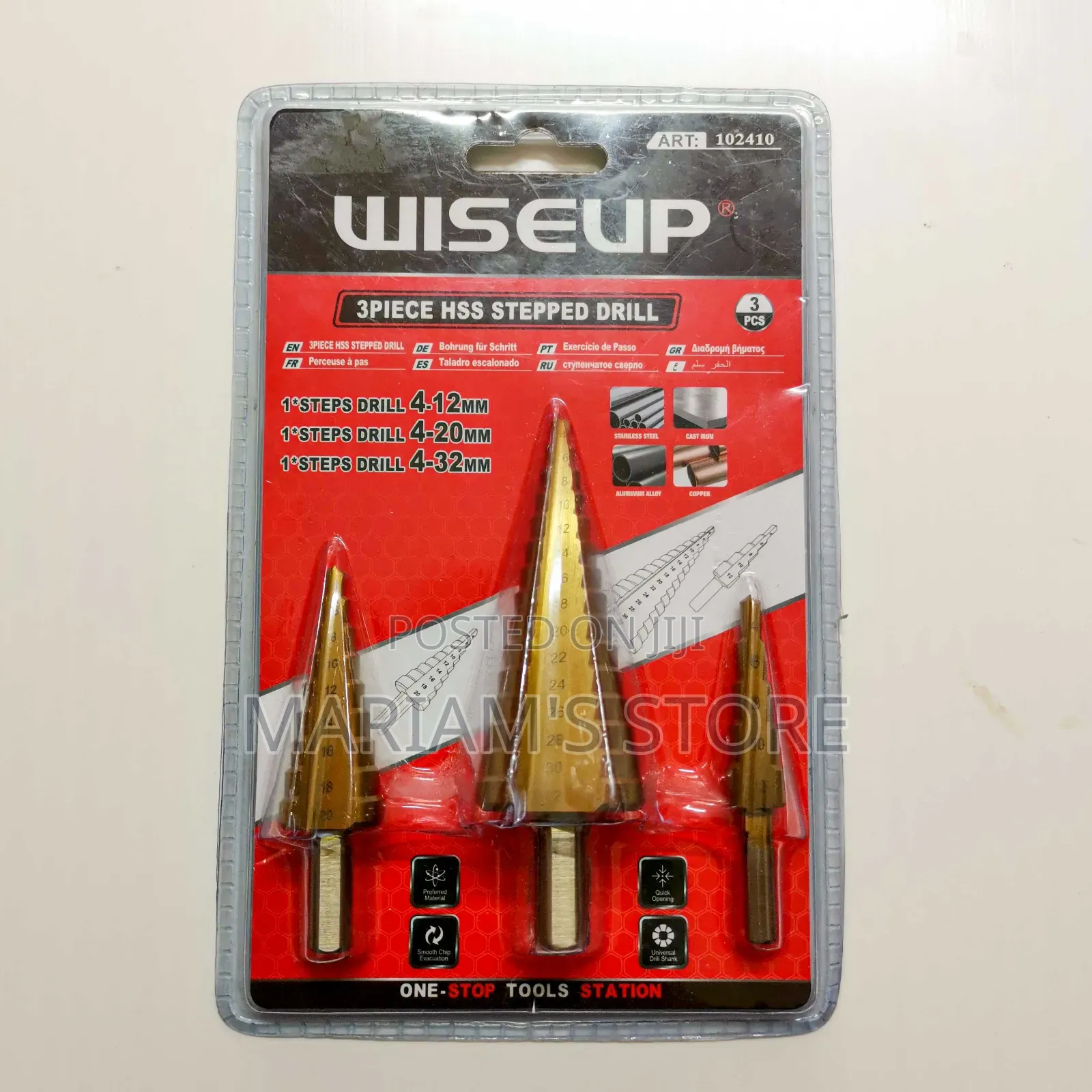 Wiseup 3-Piece High-Speed Steel (Hss) Step Drill Bit Set.
