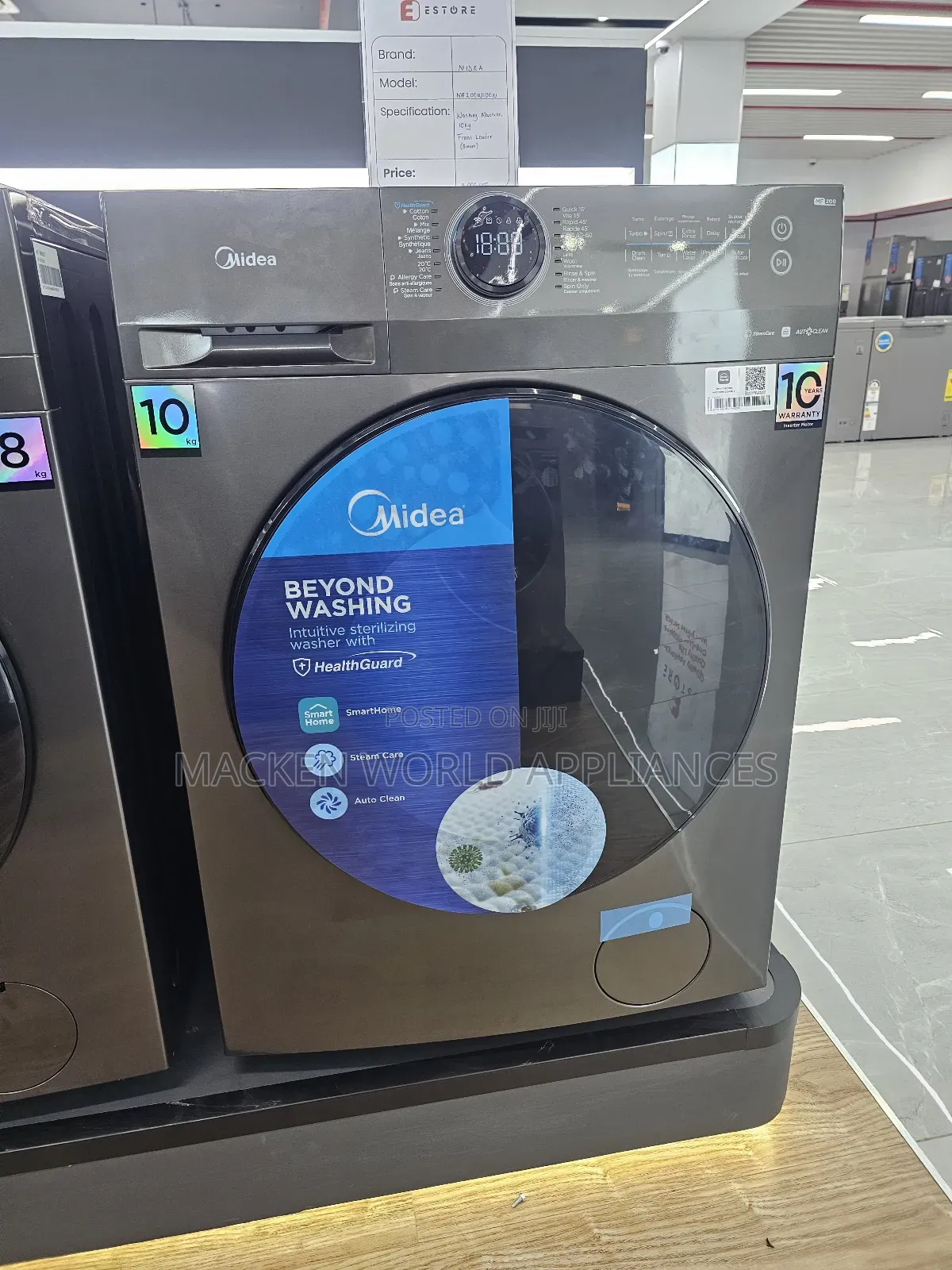 Midea 10kg Front Load Smart Washing Machine, 1400 Rpm, 14 Programs.