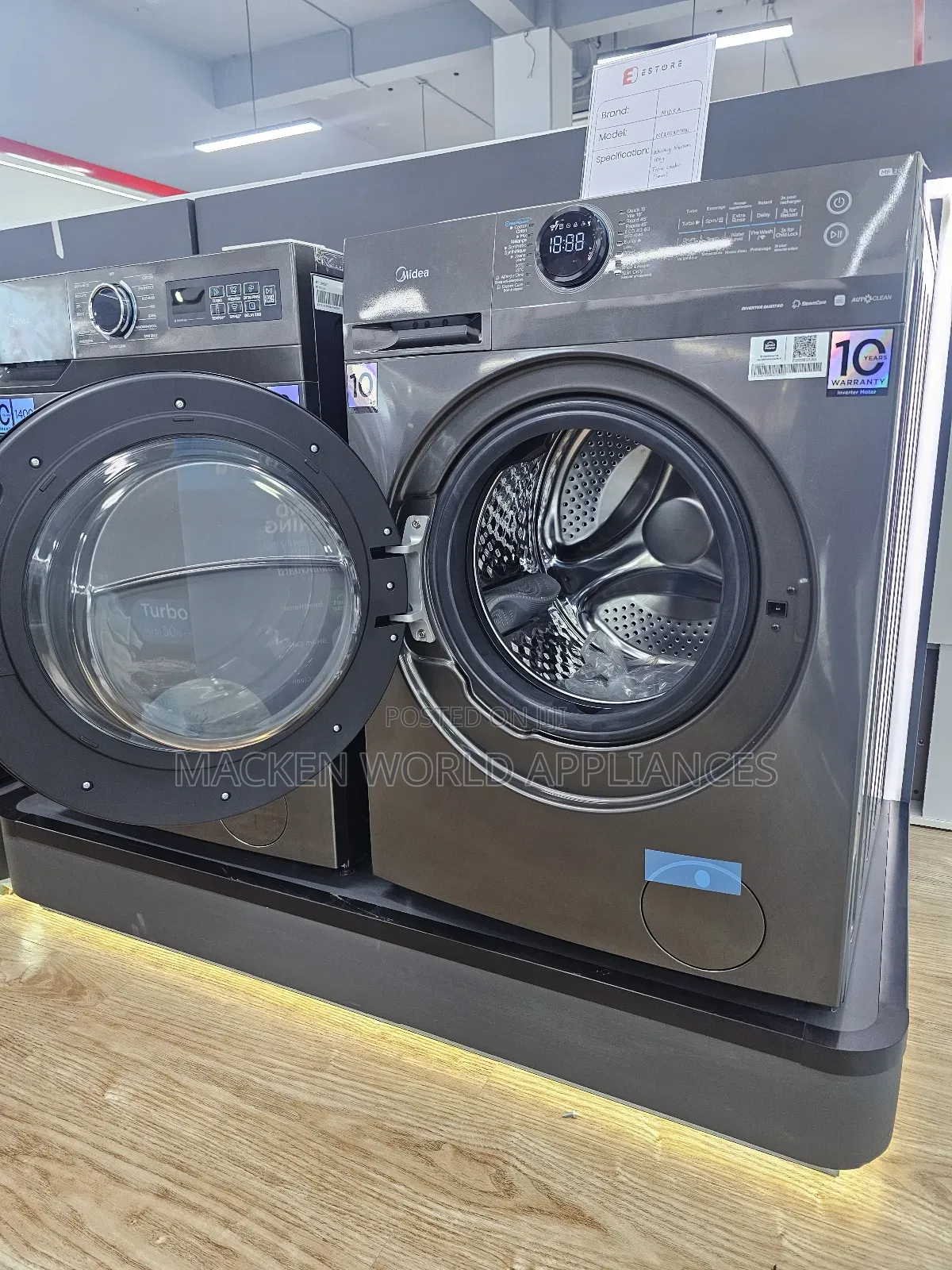 Midea 10kg Front Load Smart Washing Machine, 1400 Rpm, 14 Programs.