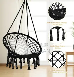 Black Macrame Hanging Hammock Swing Chair