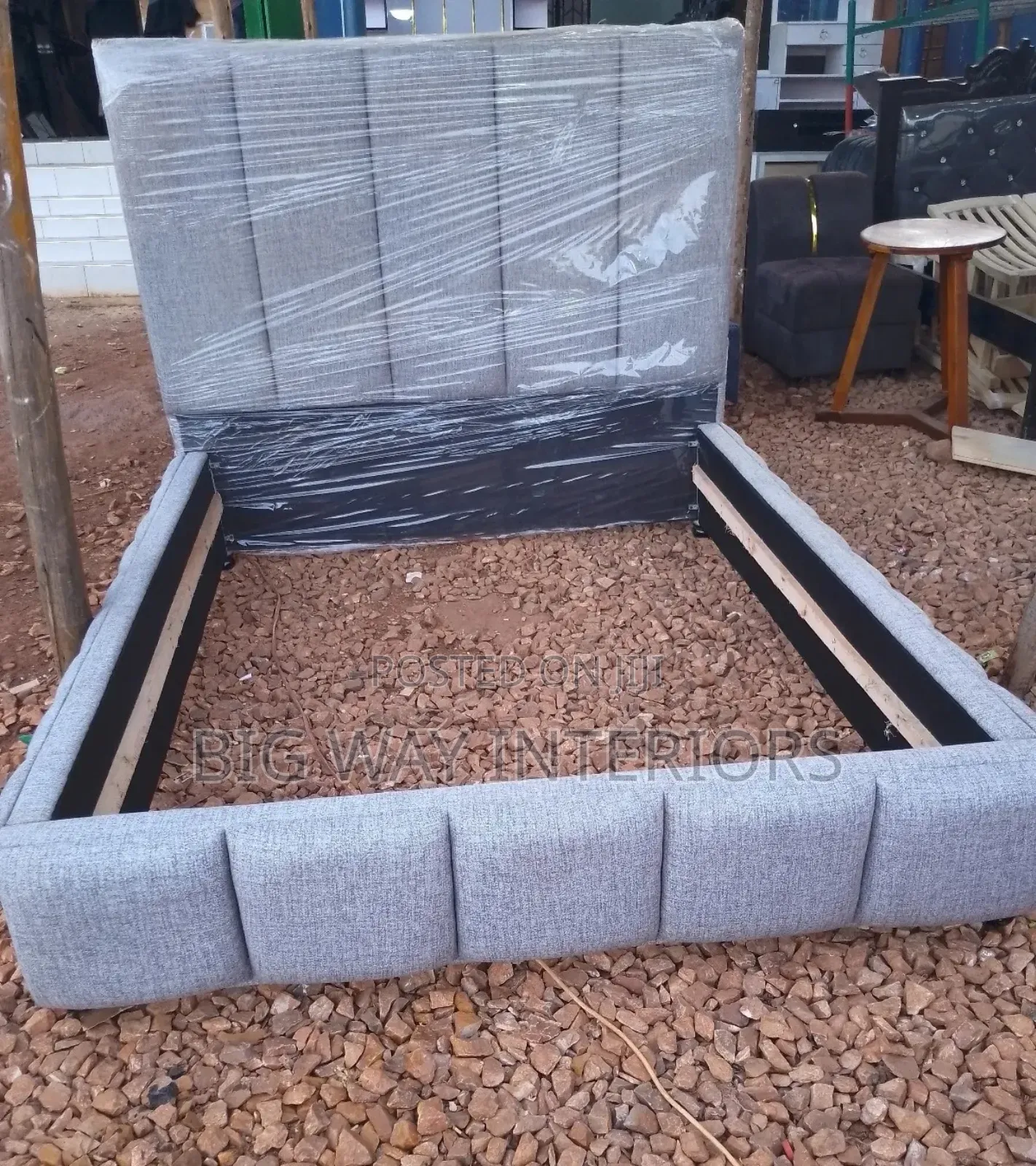 Striped Light Grey 5by6 Bed