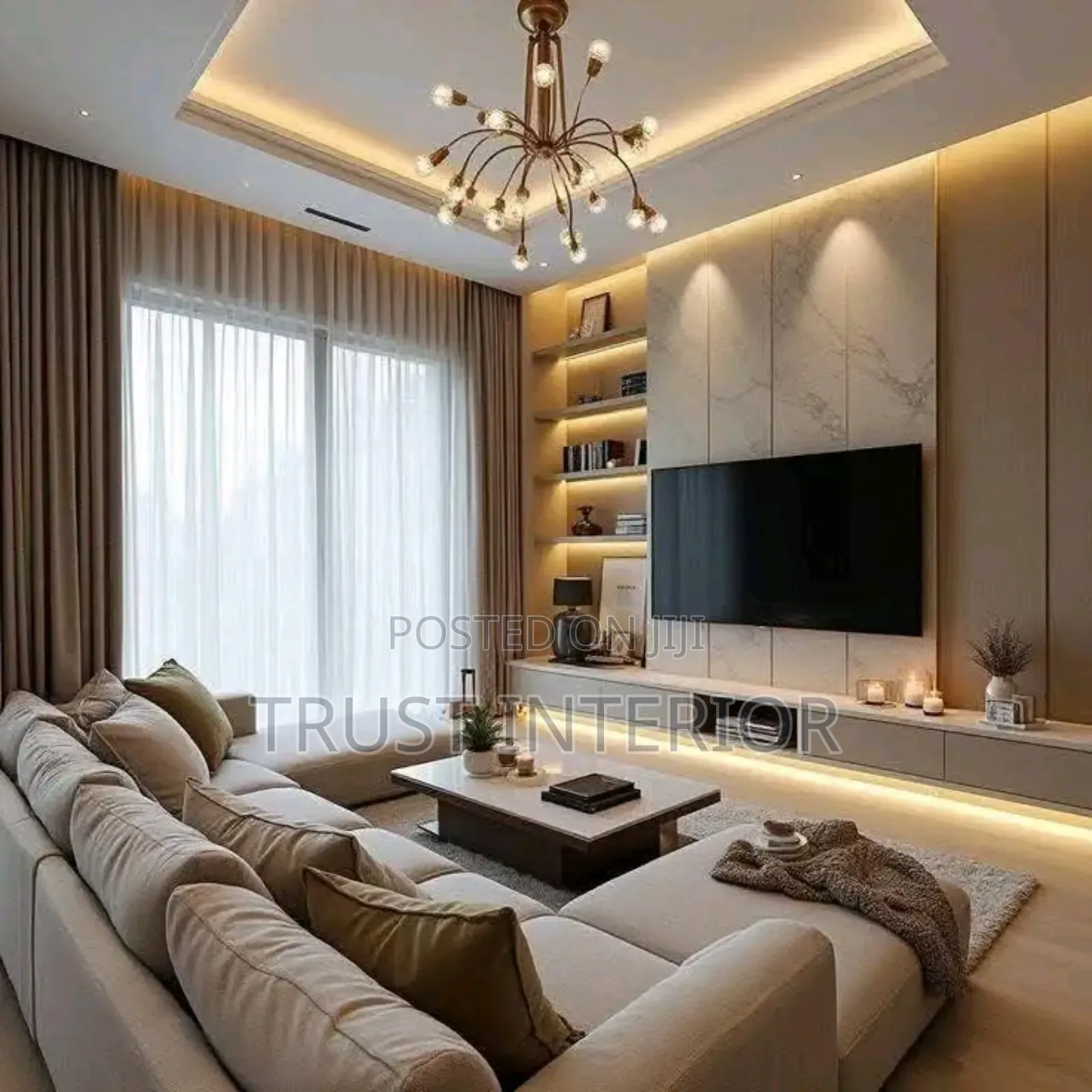 Simple Tv Unit and Ceiling