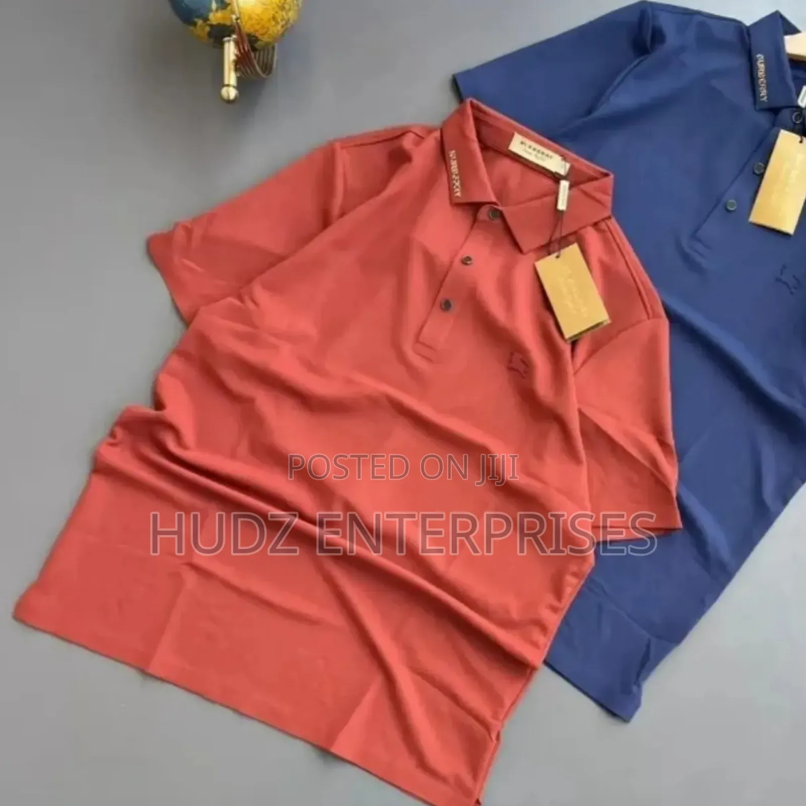 Polo T-Shirt S Orange / Navy Blue