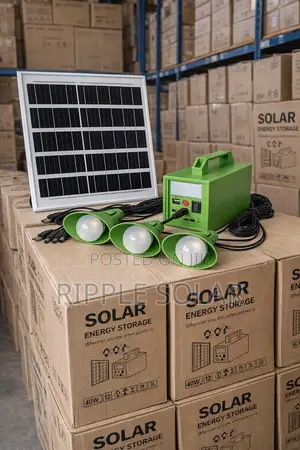 40w Portable Solar Home Lighting Kit 3 Bulbs Battery Backup System