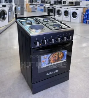 50cm 3 Gas 1 Electric Hot Plate With Electric Oven Cooker - Black