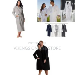 Large Lightweight Waffle Unisex Organic Linen Weave Robes- Long Soft